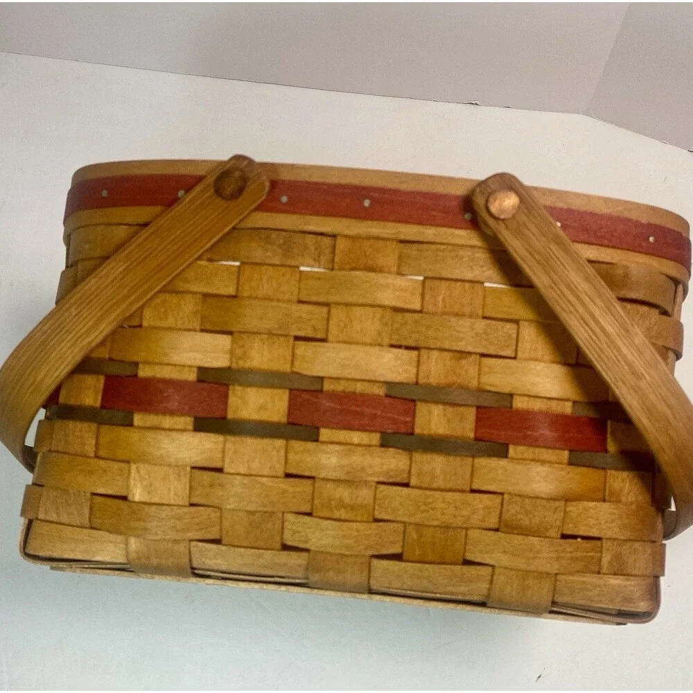 Workshops of Gerald E. Henn Warren, Ohio Maple Basket Dbl Swing Handles Signed - Picture 4 of 9